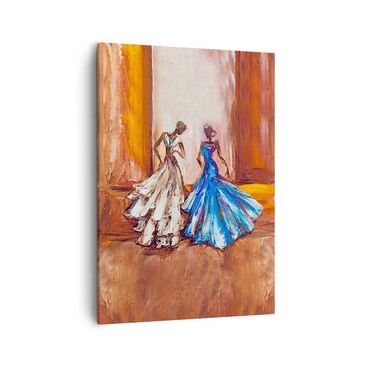 Bild auf Leinwand - Leinwandbild - Figuren in Abendkleidern im künstlerischen Stil - 50x70cm - Ein dankbares Duo - Moderne Wanddekoration für Wohnzimmer und Schlafzimmer ARTTOR
