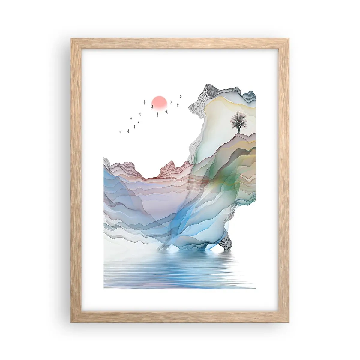 Poster in einem Rahmen aus heller Eiche - Zu den Kristallbergen - 30x40 cm