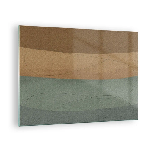 Glasbild - Bild auf glas - Abstrakte Streifen in Erdtönen - 70x50cm - Horizontale Komposition - Moderne Wanddekoration für Wohnzimmer und Schlafzimmer ARTTOR