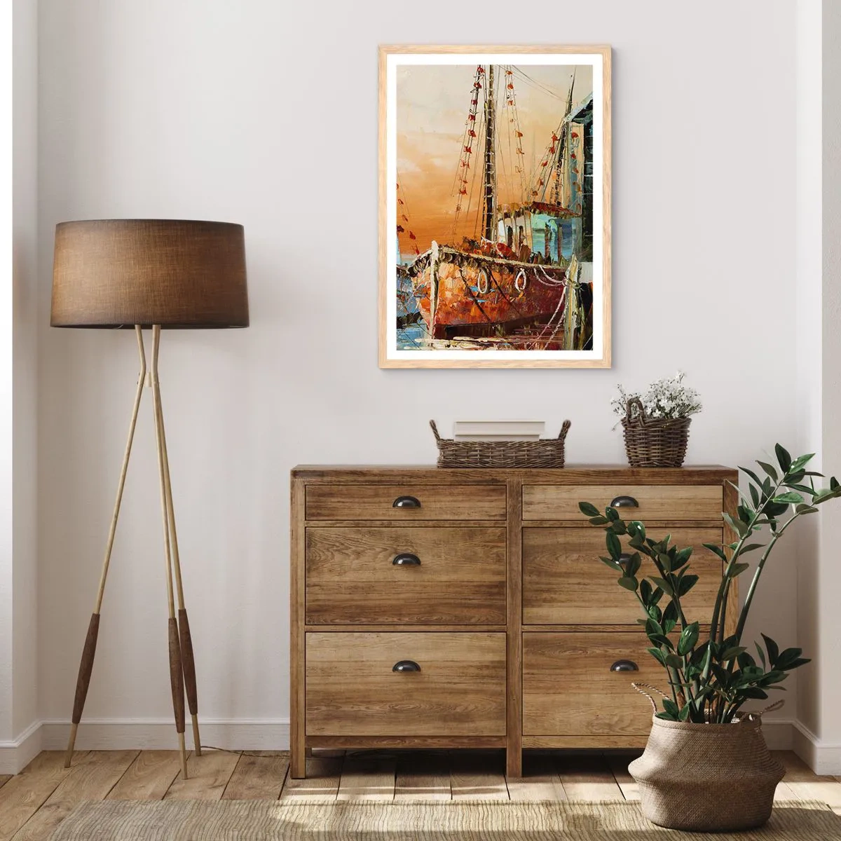 Poster in einem Rahmen aus heller Eiche - Friedliche Rückkehr - 70x100 cm