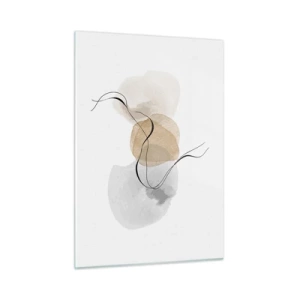 Glasbild - Bild auf glas - Eine subtile Abstraktion mit pastellfarbenen Punkten und schwarzen Linien. - 50x70cm - Luftperlen - Moderne Wanddekoration für Wohnzimmer und Schlafzimmer ARTTOR
