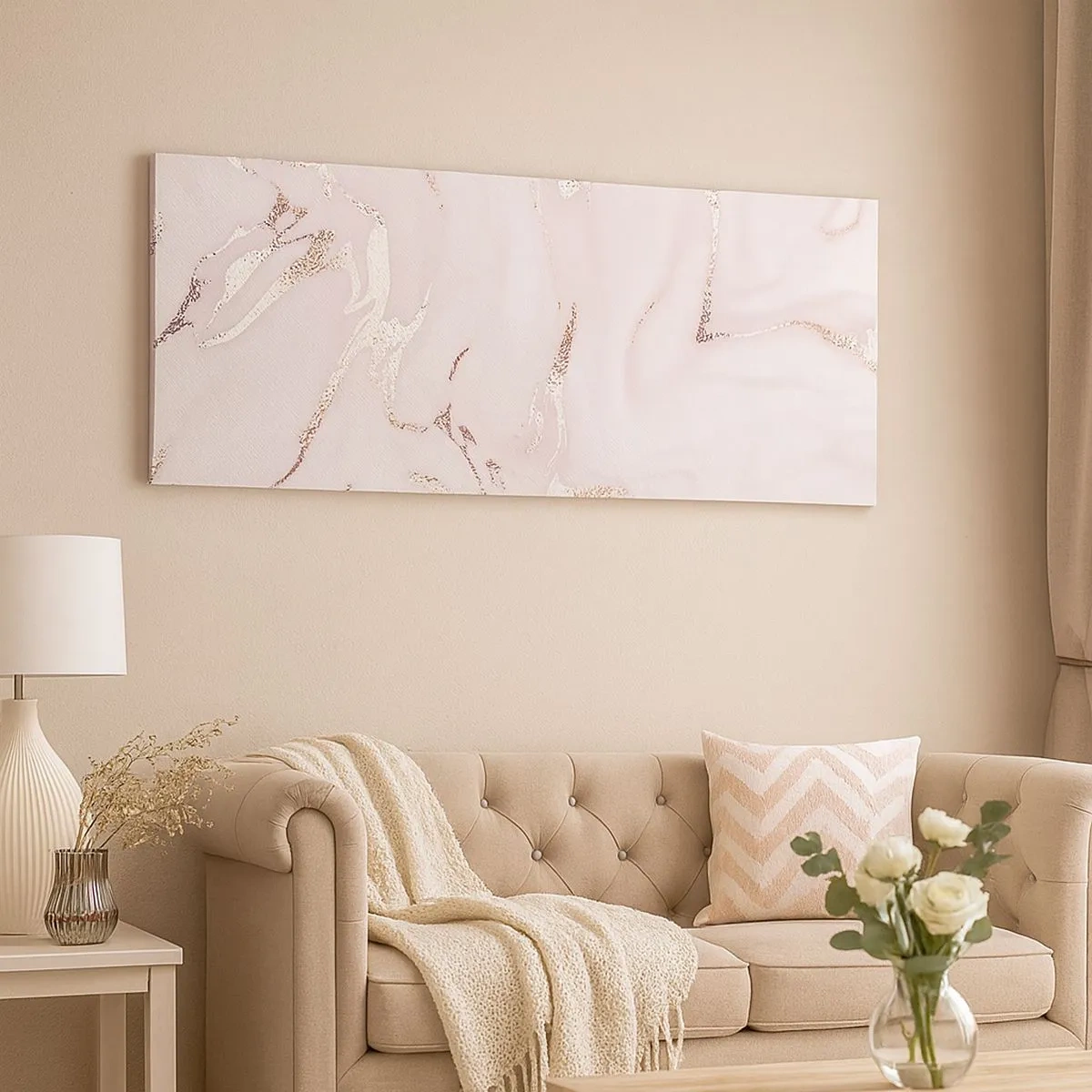 Bild auf Leinwand - Leinwandbild - In einem rosa Schal - 100x40 cm