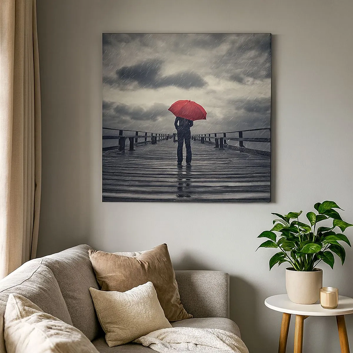 Bild auf Leinwand - Leinwandbild - Es ist egal, dass es regnet - 30x30 cm