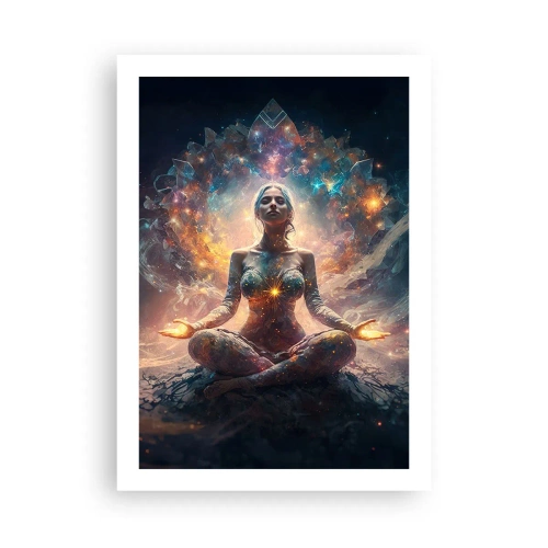 Poster - Mystische Meditation umgeben von kosmischer Energie - 50x70cm - Fluss guter Energie - Moderne Wanddekoration für Wohnzimmer und Schlafzimmer ARTTOR