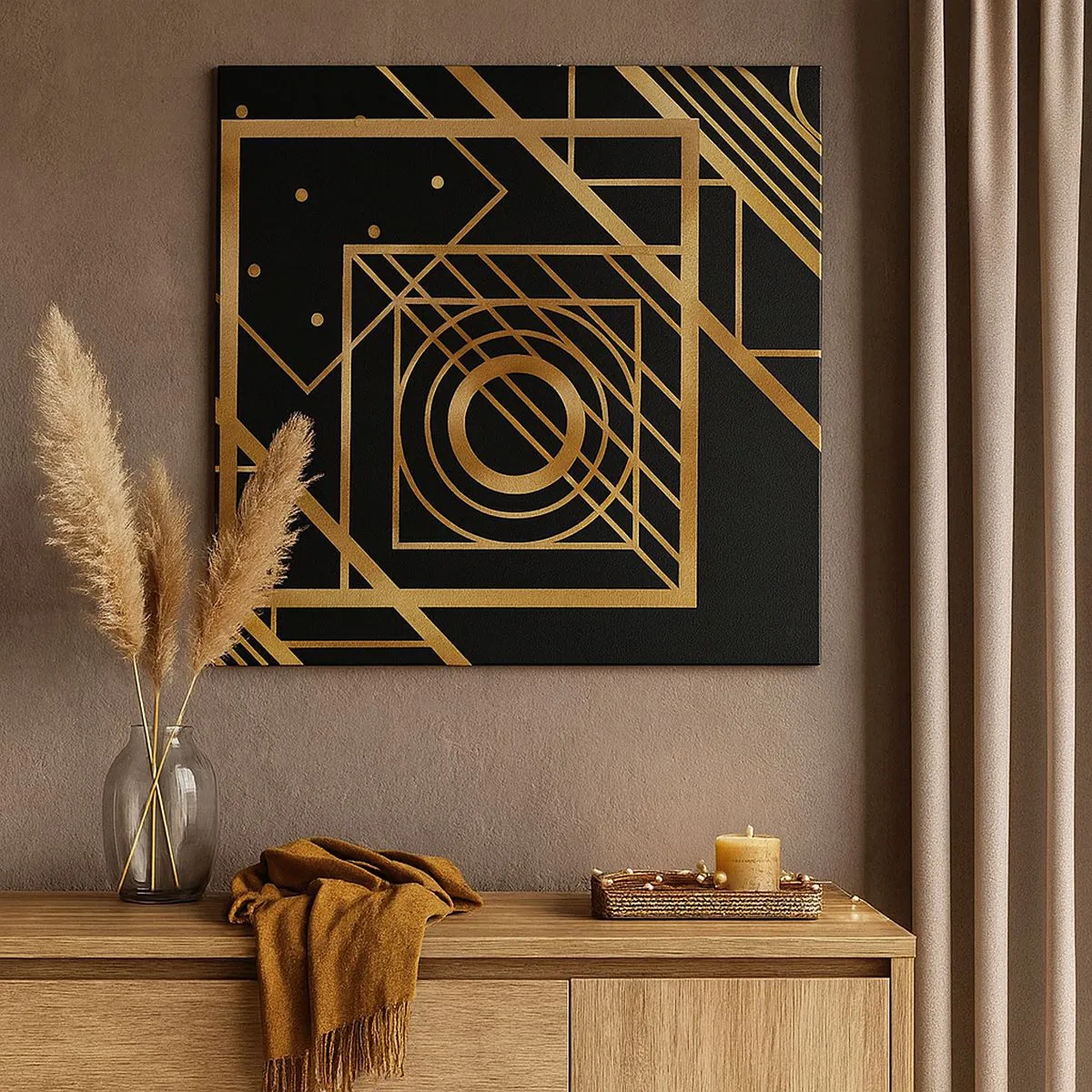 Bild auf Leinwand - Leinwandbild - Goldene Geometrie - 30x30 cm