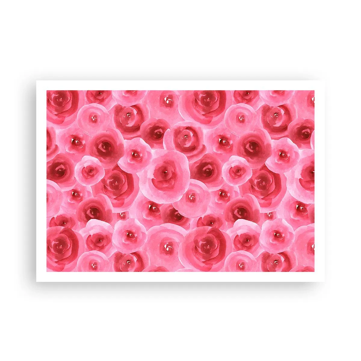 Poster - Zarte Rosen in pastelligen Rosatönen - 100x70cm - Oben und unten Rosen - Moderne Wanddekoration für Wohnzimmer und Schlafzimmer ARTTOR