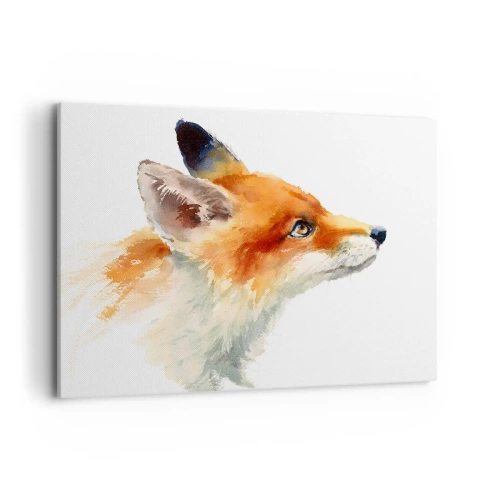 Bild auf Leinwand - Leinwandbild - Rotfuchs im Aquarellstil auf weißem Hintergrund - 100x70cm - Man kann nie vorsichtig genug sein - Moderne Wanddekoration für Wohnzimmer und Schlafzimmer ARTTOR