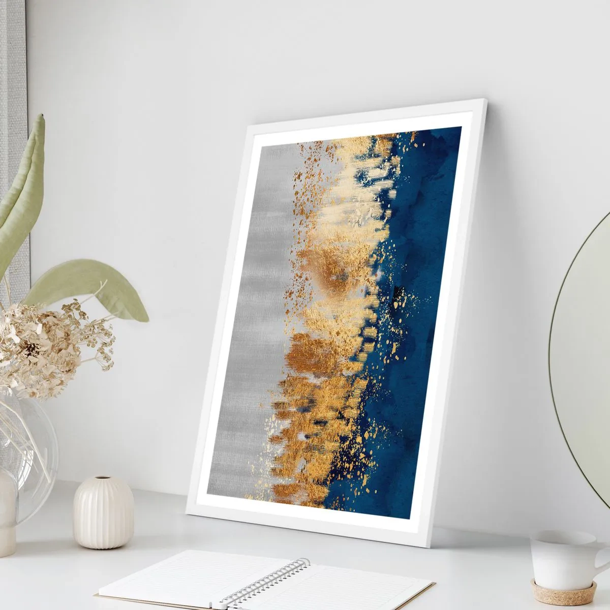 Poster in einem weißen Rahmen - Moderne Komposition mit Glanz - 50x70 cm