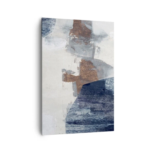 Bild auf Leinwand - Leinwandbild - Abstrakte Formen in Blau- und Brauntönen - 70x100cm - Blaue und braune Formen - Moderne Wanddekoration für Wohnzimmer und Schlafzimmer ARTTOR