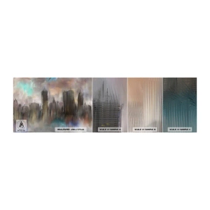 Fototapeten Muster Selbstklebend Deluxe Sticker - Eine Komposition aus Stahl, Stein und Nebel - Stadt, Die Architektur, Stück - 100x30 cm