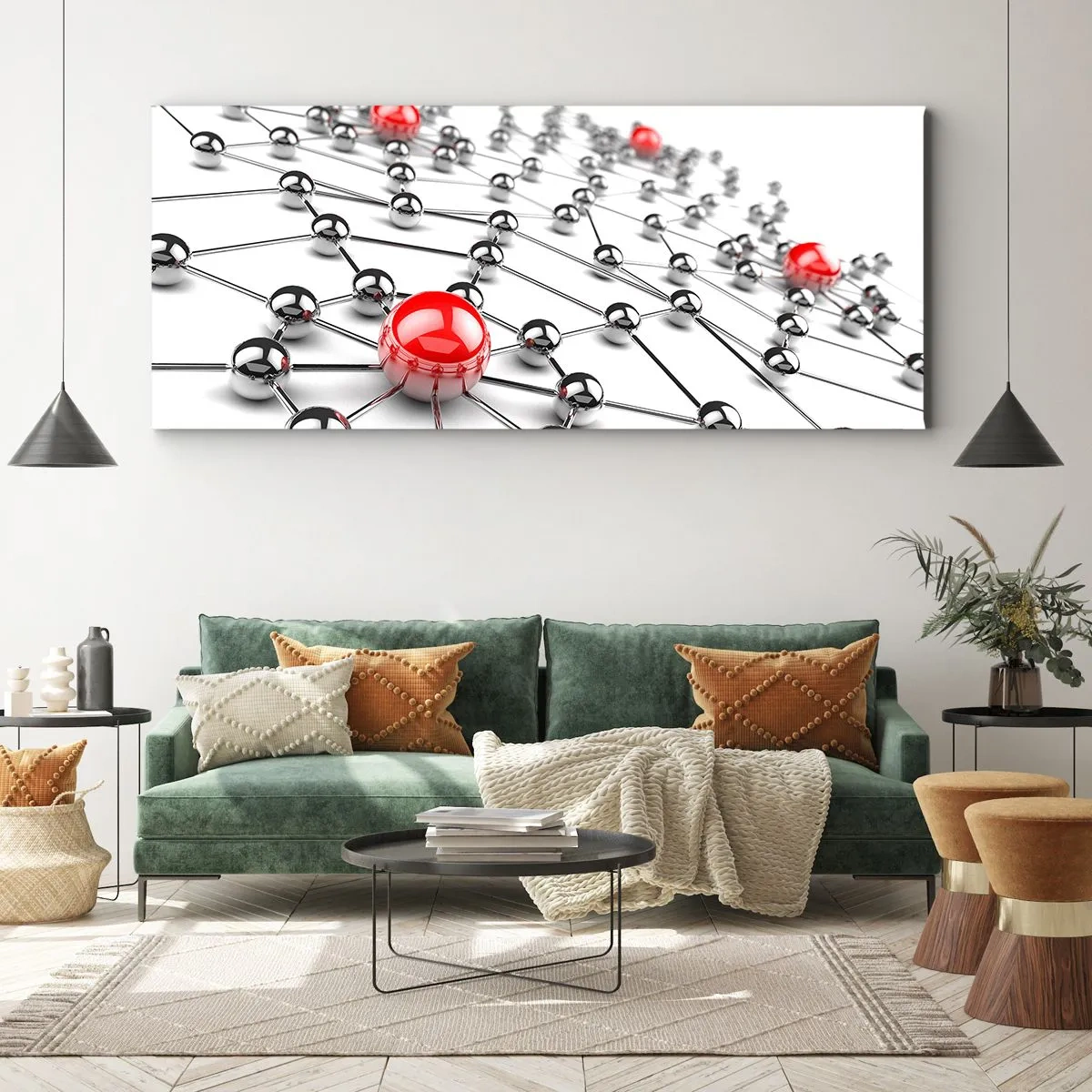 Bild auf Leinwand - Leinwandbild - Silbriges Netz - 100x40 cm