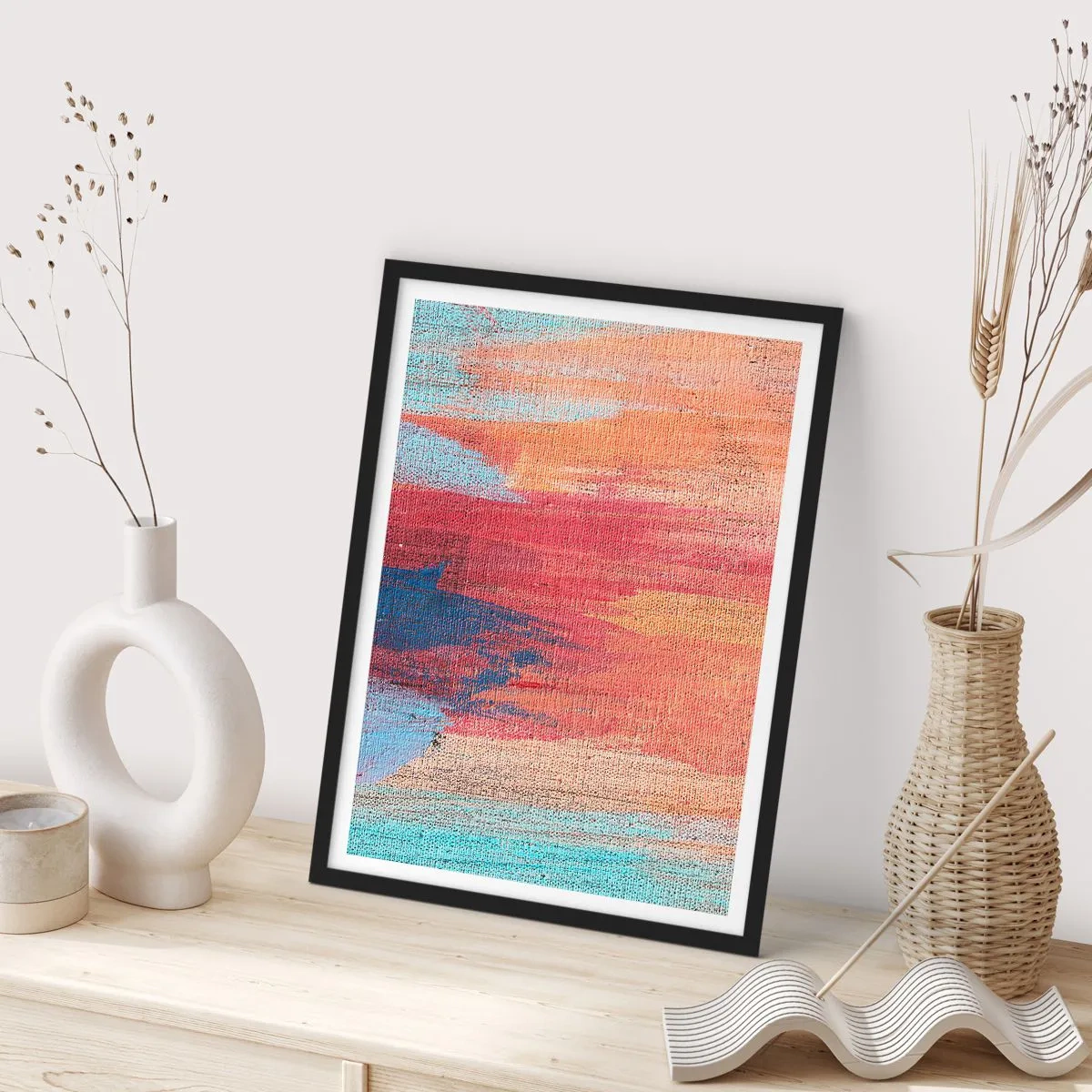 Poster in einem schwarzem Rahmen - Renne den Regenbogen hinunter - 40x50 cm