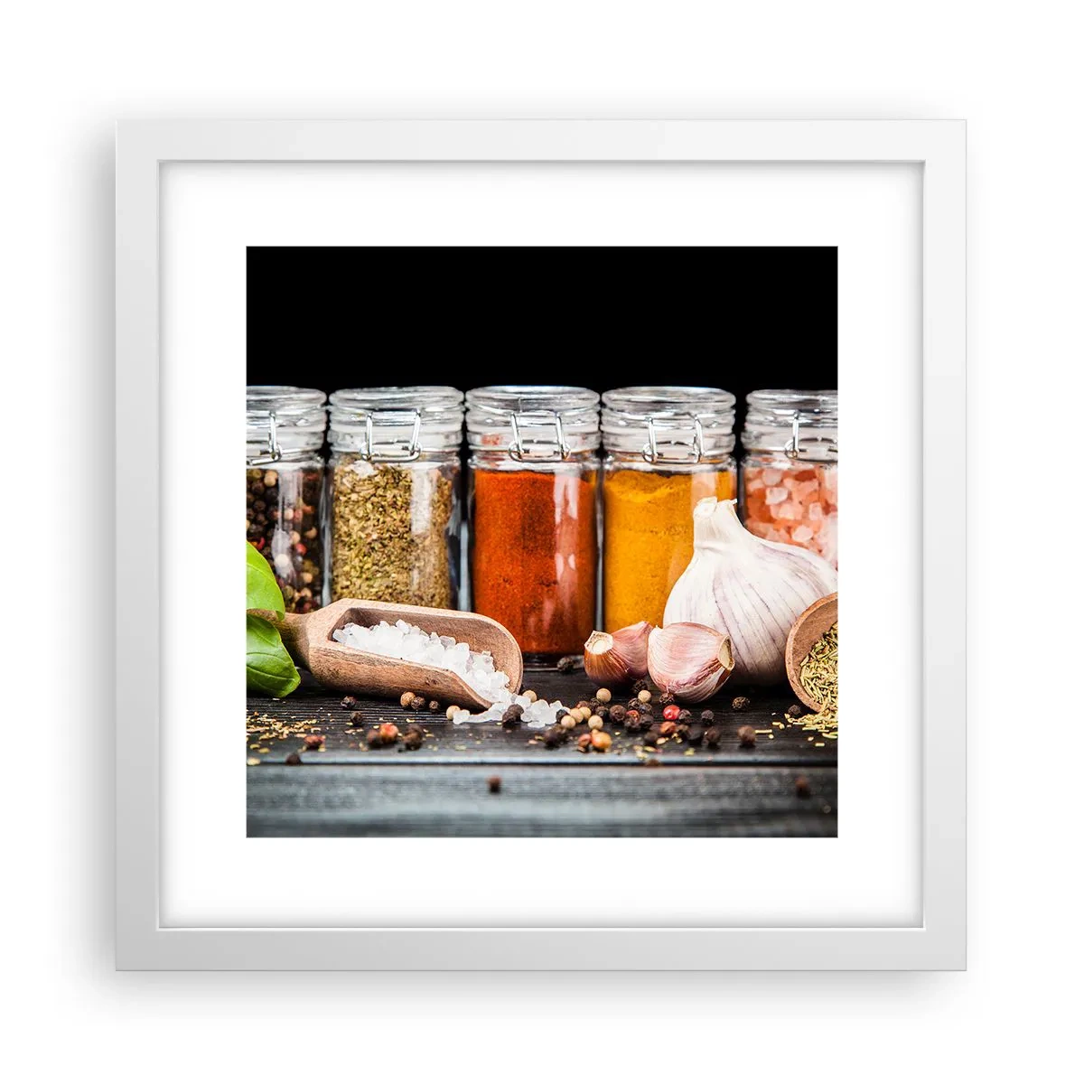 Poster in einem weißen Rahmen - Für einen Geschmack des Lebens - 30x30 cm