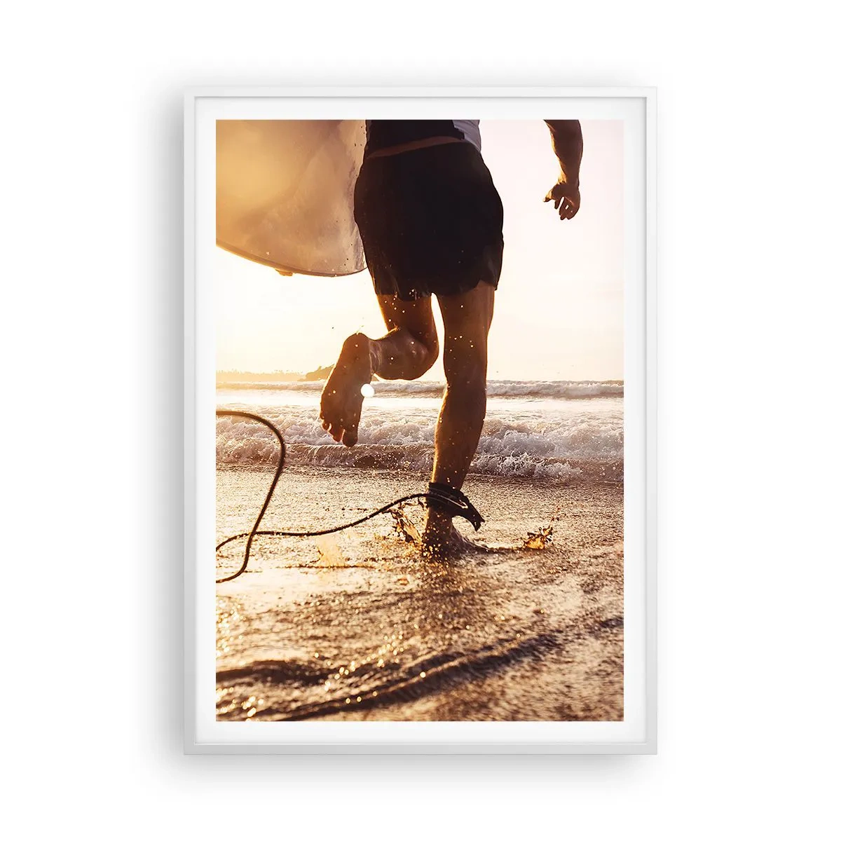 Poster in einem weißen Rahmen - Um die Welle zu treffen - 70x100 cm