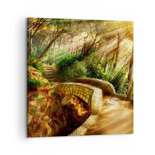 Bild auf Leinwand - Leinwandbild - Direkt von der Brücke in den Märchenwald - 50x50 cm