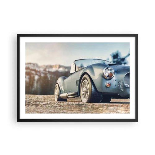 Poster in einem schwarzem Rahmen - Klassisches Cabrio in malerischer Umgebung - 70x50cm - Denn Stil zählt - Moderne Wanddekoration für Wohnzimmer und Schlafzimmer ARTTOR