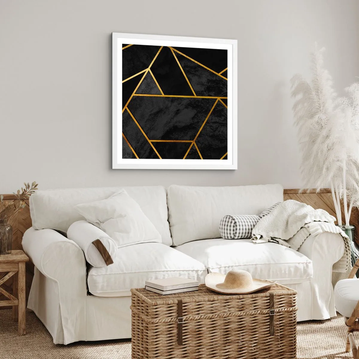 Poster in einem weißen Rahmen - Dunkelheit und Glanz - 40x40 cm