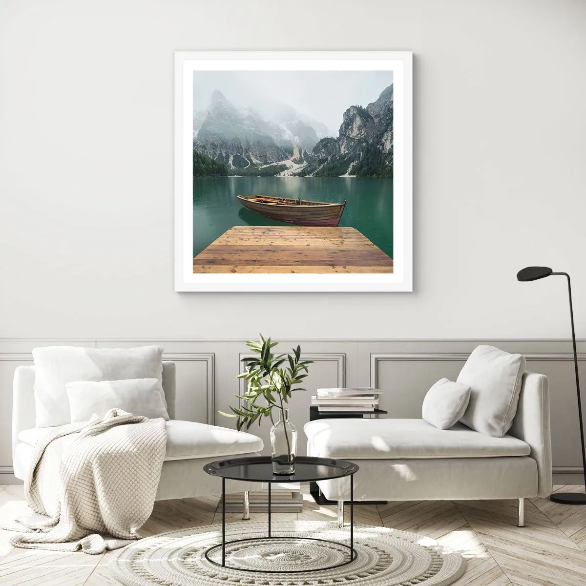 Poster in einem weißen Rahmen - Und die stolzen Felsen der Stirn - 60x60 cm