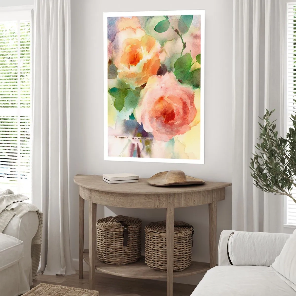 Poster - Aquarellblumen in Pastellfarben - 50x70cm - Zart wie Aquarell - Moderne Wanddekoration für Wohnzimmer und Schlafzimmer ARTTOR