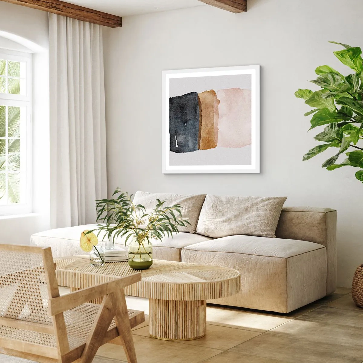 Poster in einem weißen Rahmen - Die Komposition der Farben der Erde - 50x50 cm