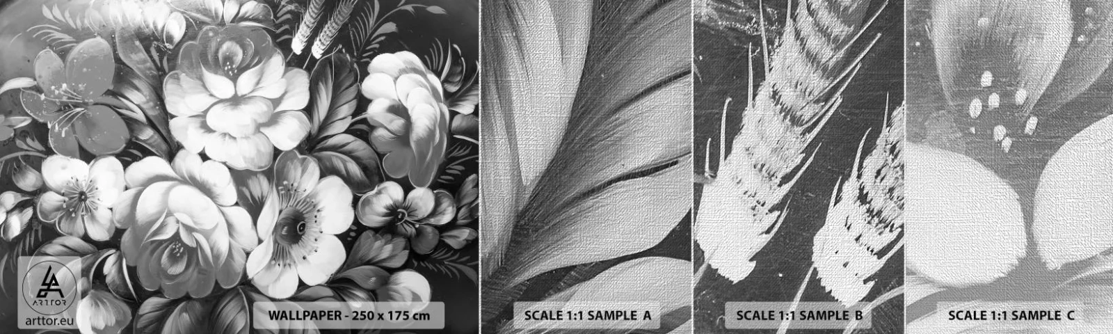 Fototapeten Muster Premium Canvas - Schön auch in Grau - Abstraktion, Blumen, Stück - 100x30 cm