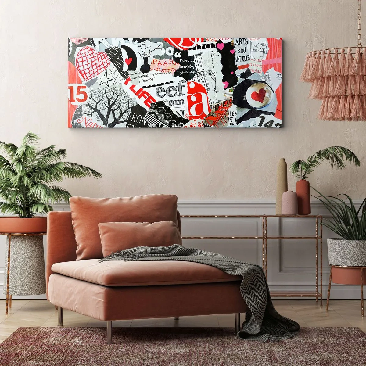 Bild auf Leinwand - Leinwandbild - Hipster-Collage - 100x40 cm