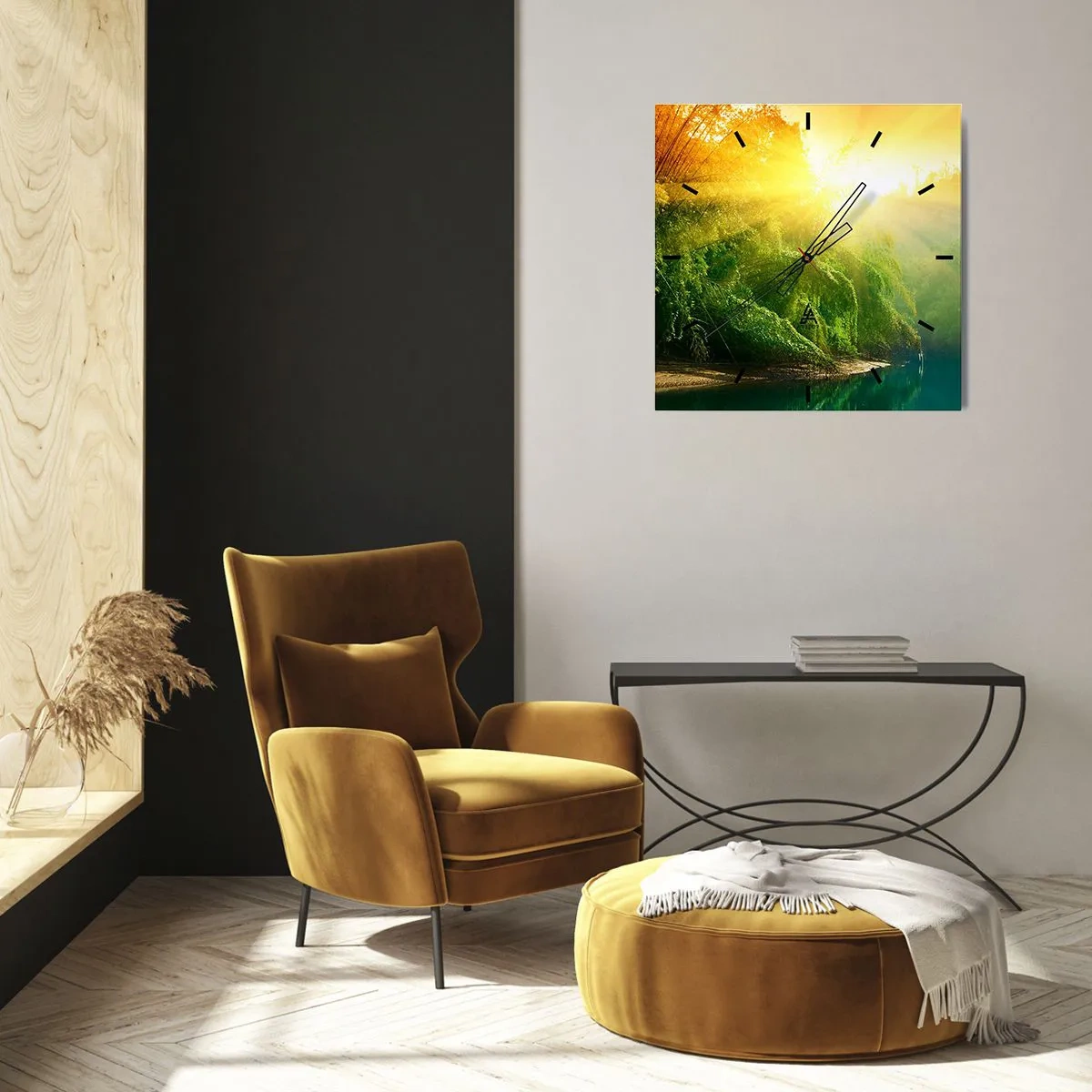 Wanduhr - Glasuhr - In Sonne und Schatten ertrinken - 40x40 cm