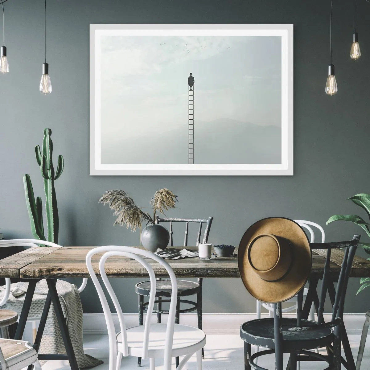 Poster in einem weißen Rahmen - Erhebe dich darüber! - 100x70 cm