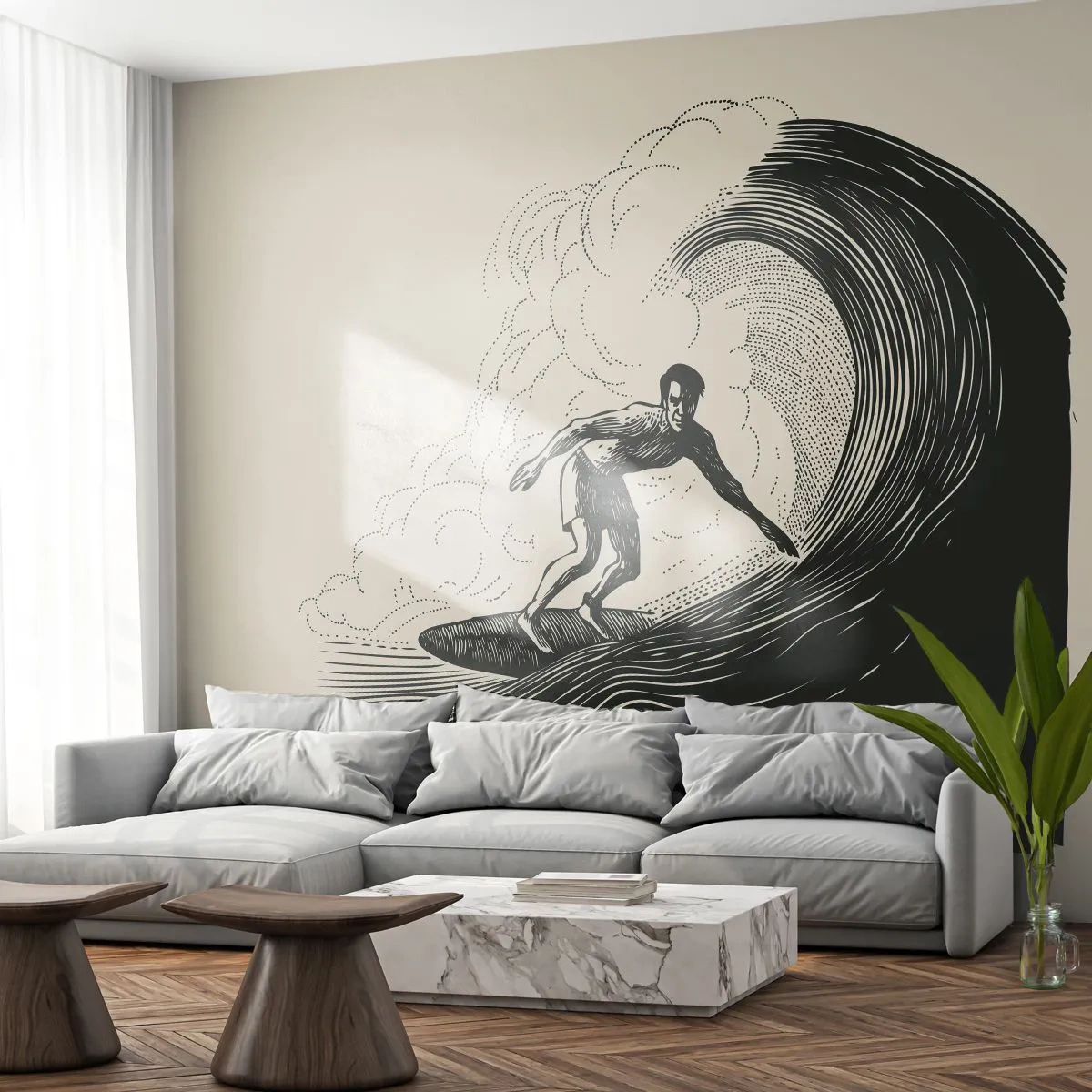 Fototapete Premium Sand - König der Welle - Welle, Surfen, Sport - 350x256 cm