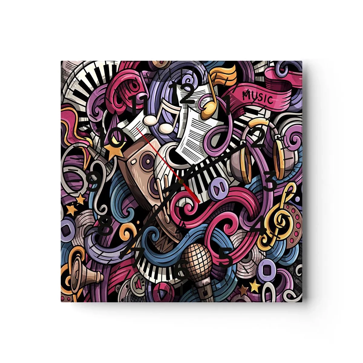 Wanduhr - Glasuhr - Komplizierte Melodie - 40x40 cm