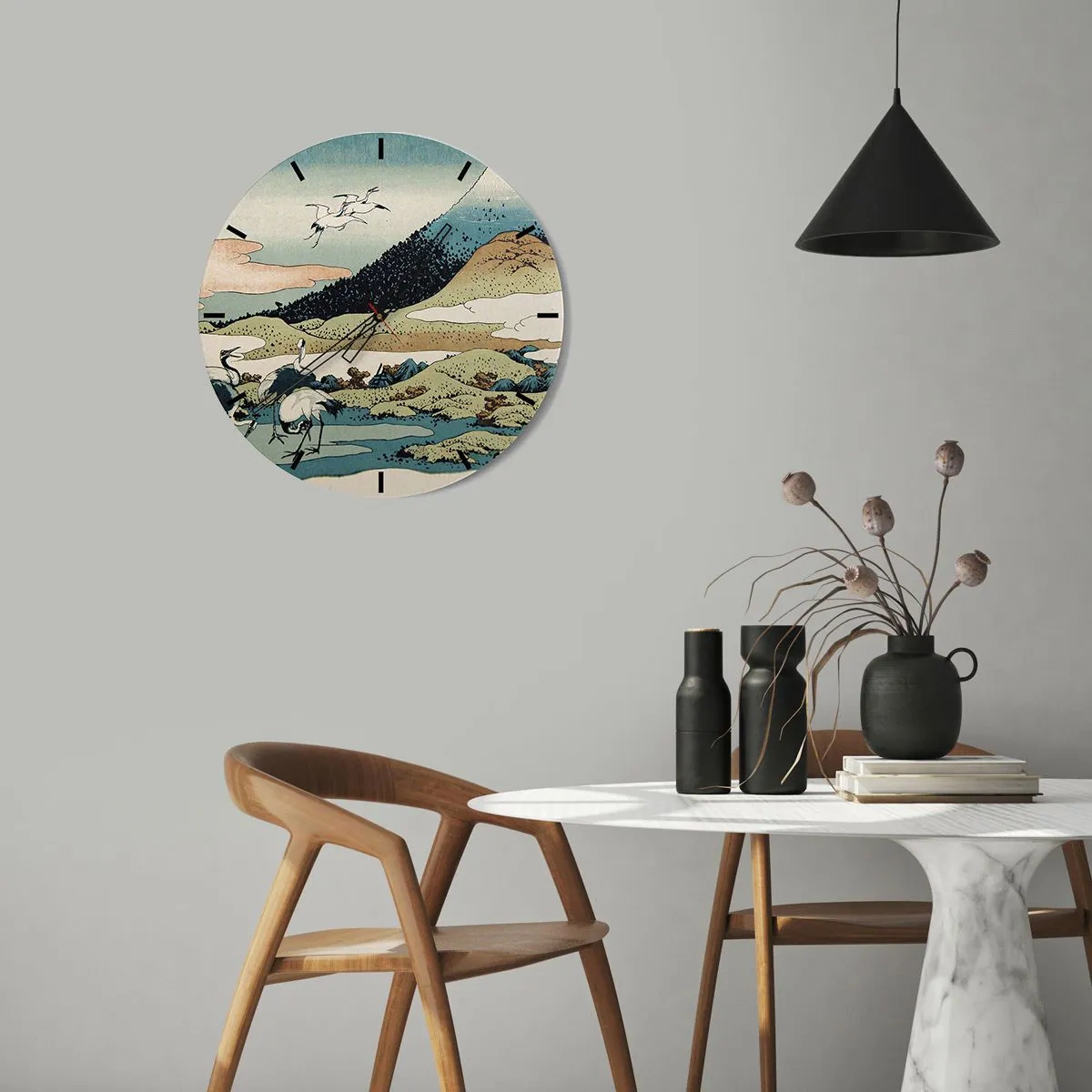 Wanduhr - Glasuhr - Im japanischen Geist - 40x40 cm