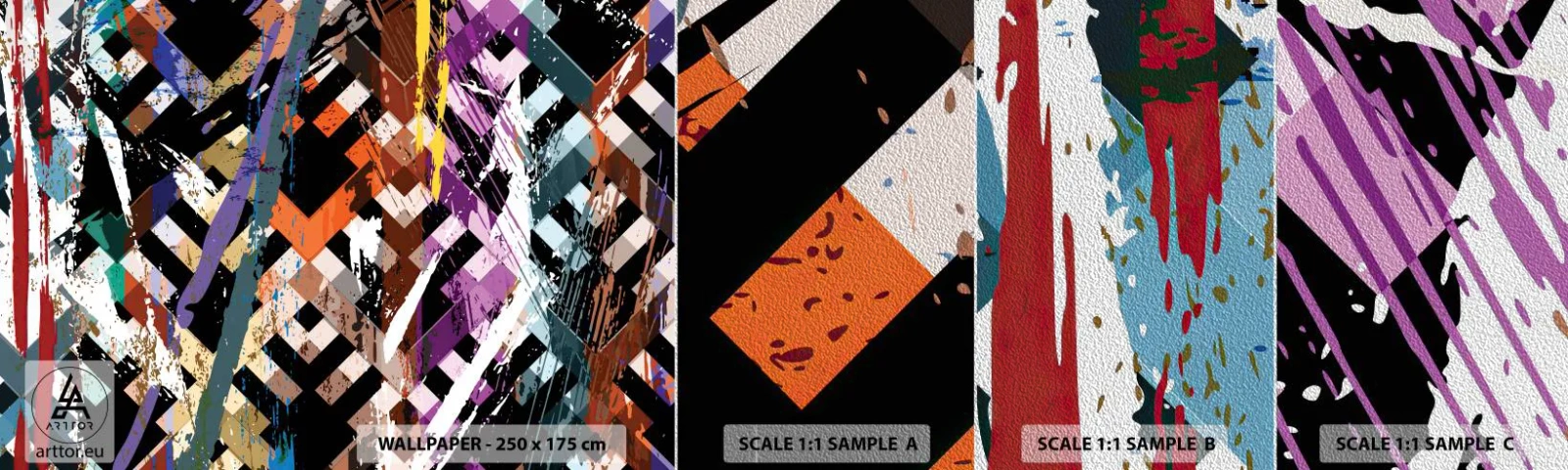 Fototapeten Muster Premium Sand - Quadriert - Abstraktion, Stück, Modernes Muster - 100x30 cm