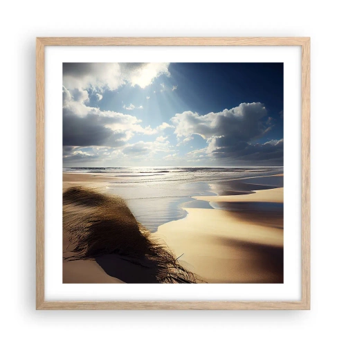 Poster in einem Rahmen aus heller Eiche - Strand, wilder Strand - 50x50 cm