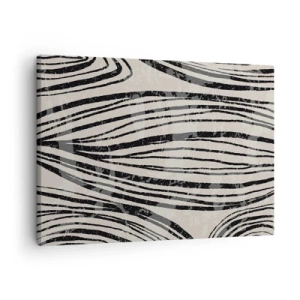 Bild auf Leinwand - Leinwandbild - Abstrakte Wellen in Schwarz-Weiß-Tönen - 70x50cm - Linienpool - Moderne Wanddekoration für Wohnzimmer und Schlafzimmer ARTTOR