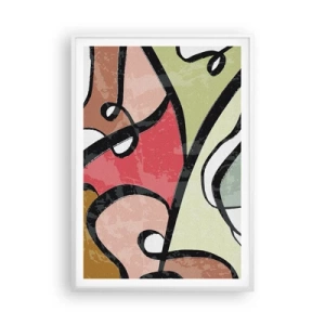 Poster in einem weißen Rahmen - Pirouetten unter Farben - 70x100 cm