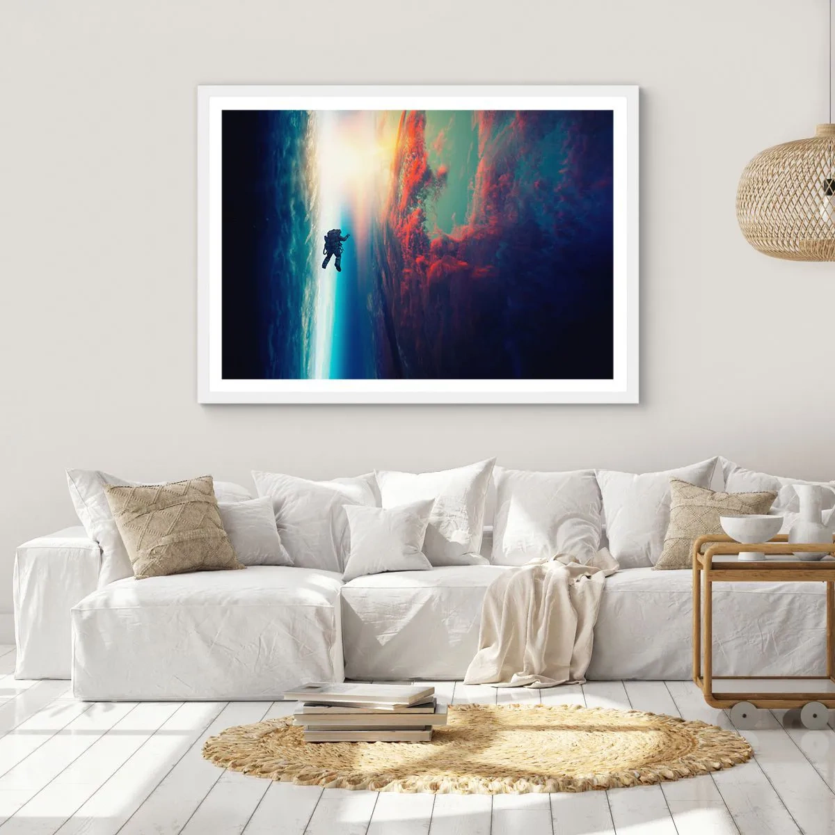 Poster in einem weißen Rahmen - Sich dem Universum stellen - 50x40 cm