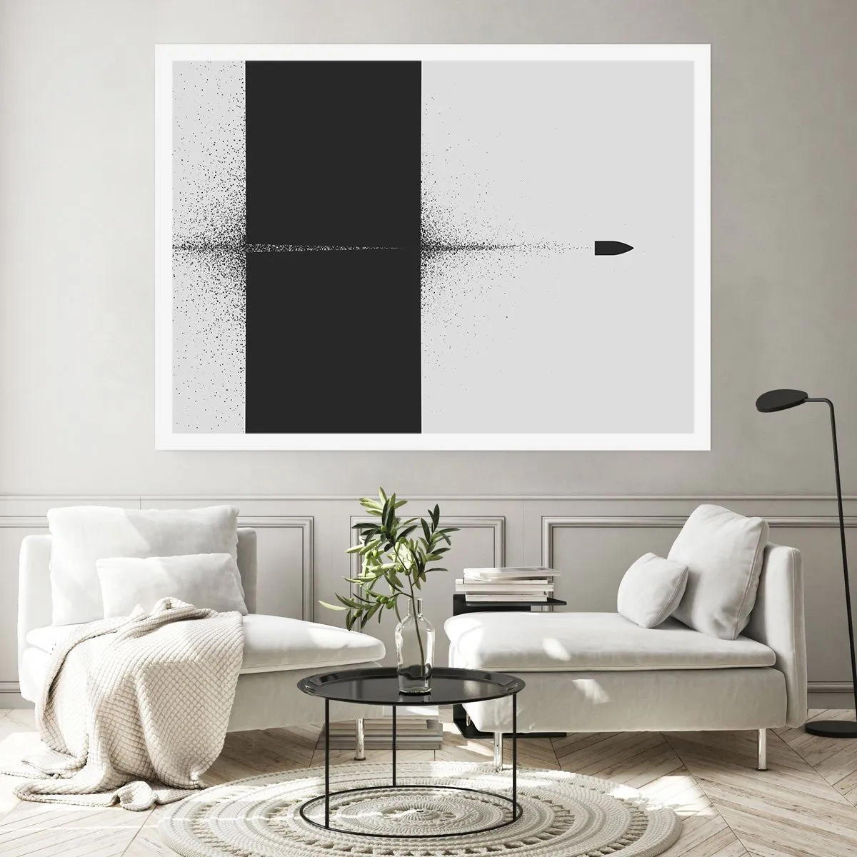 Poster - Ein symbolisches Projektil im minimalistischen, abstrakten Stil. - 100x70cm - Direkt zum Ziel - Moderne Wanddekoration für Wohnzimmer und Schlafzimmer ARTTOR