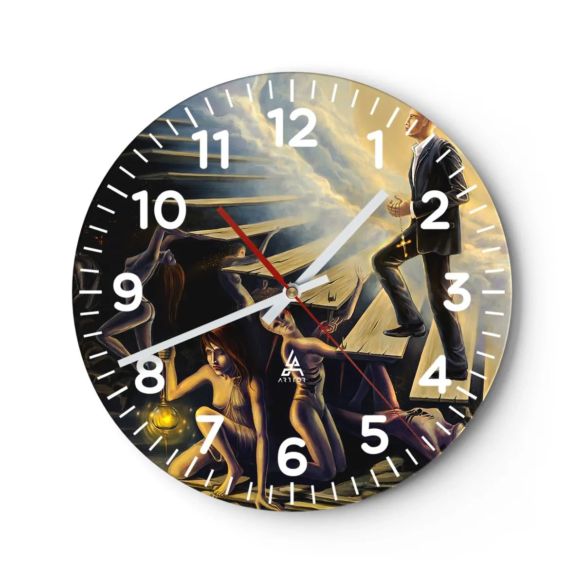 Wanduhr - Glasuhr - Danteske Reise zum Licht - 30x30 cm