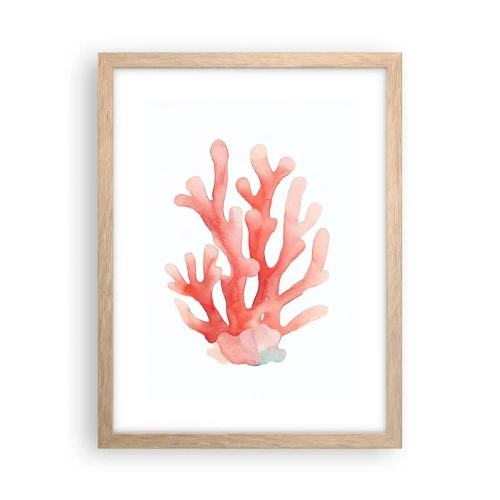 Poster in einem Rahmen aus heller Eiche - Korallenfarbene Koralle - 30x40 cm
