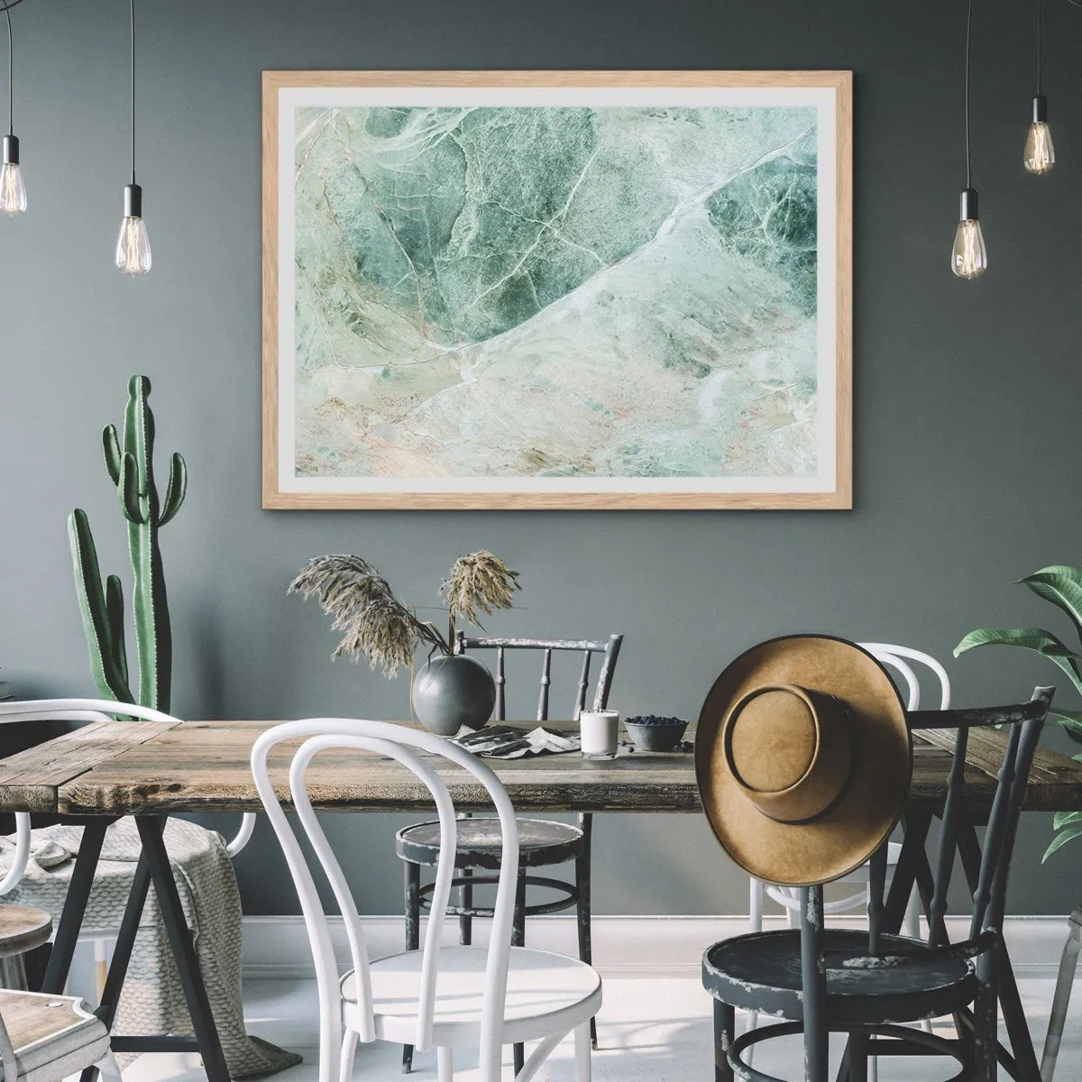 Poster in einem Rahmen aus heller Eiche - Edle Kälte des Steins - 91x61 cm