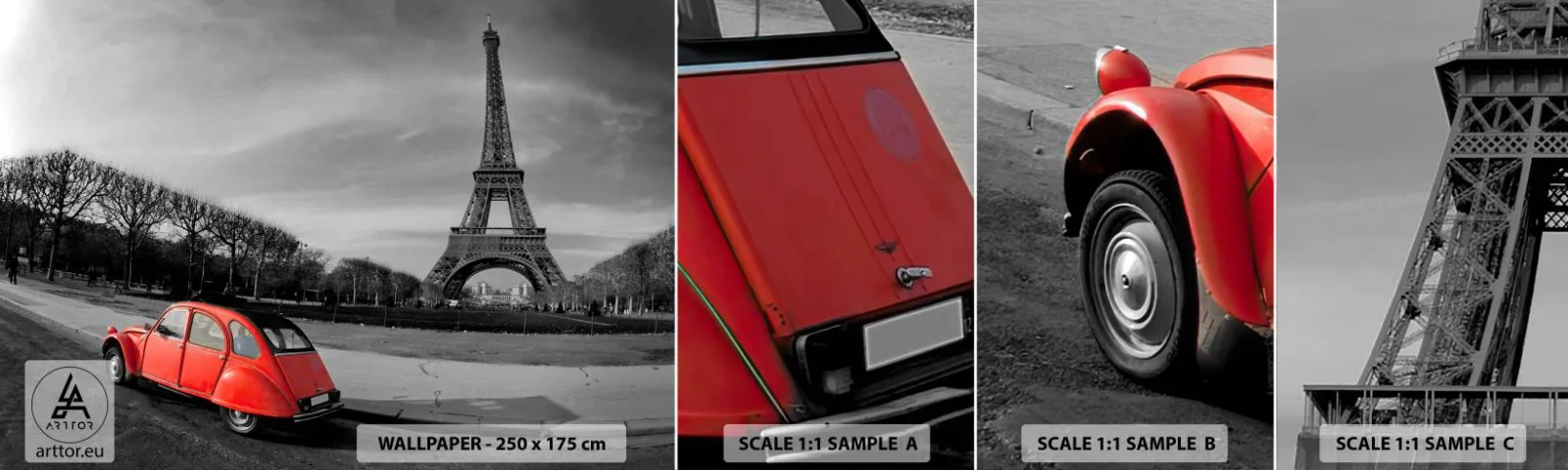 Fototapeten Muster Selbstklebend Deluxe Sticker - Pariser als Paris selbst - Stadt, Eiffelturm, Paris - 100x30 cm