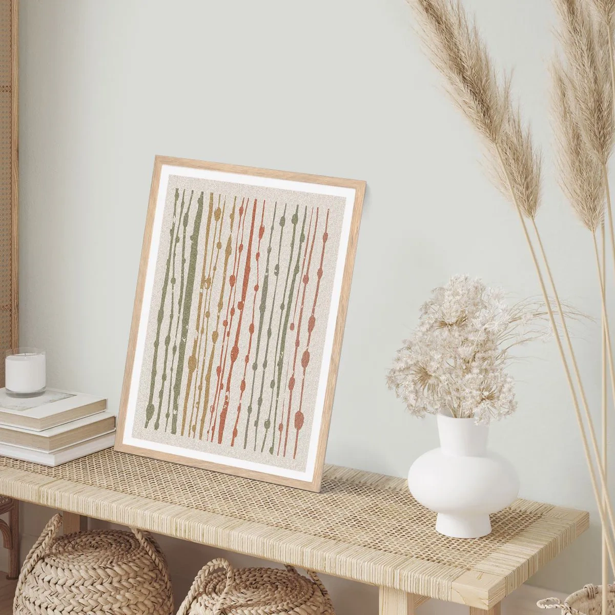 Poster in einem Rahmen aus heller Eiche - Musikalische Notation von Farben - 50x70 cm