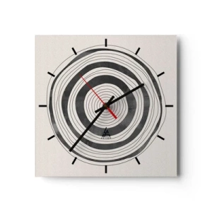 Wanduhr - Glasuhr - Minimalistische schwarz-weiße Kreise auf hellem Hintergrund - 30x30cm - Wichtig ist, was dazwischen liegt - Moderne Wanddekoration für Wohnzimmer und Schlafzimmer ARTTOR