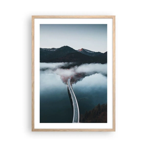 Poster in einem Rahmen aus heller Eiche - Über Wasser so glatt wie ein Spiegel - 50x70 cm