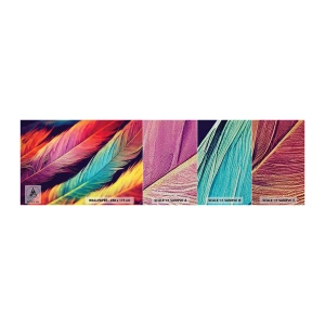 Fototapeten Muster Premium Sand - Gefiederter Regenbogen - Gefieder, Licht, Bunt - 100x30 cm