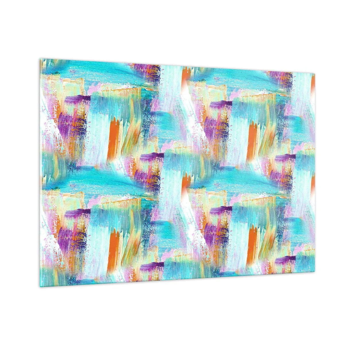 Glasbild - Bild auf glas - Farbenfrohe Abstraktion mit Pinselstrichen in Pastell- und leuchtenden Farben. - 100x70cm - Fröhlicher Labyrinth-Liner - Moderne Wanddekoration für Wohnzimmer und Schlafzimmer ARTTOR