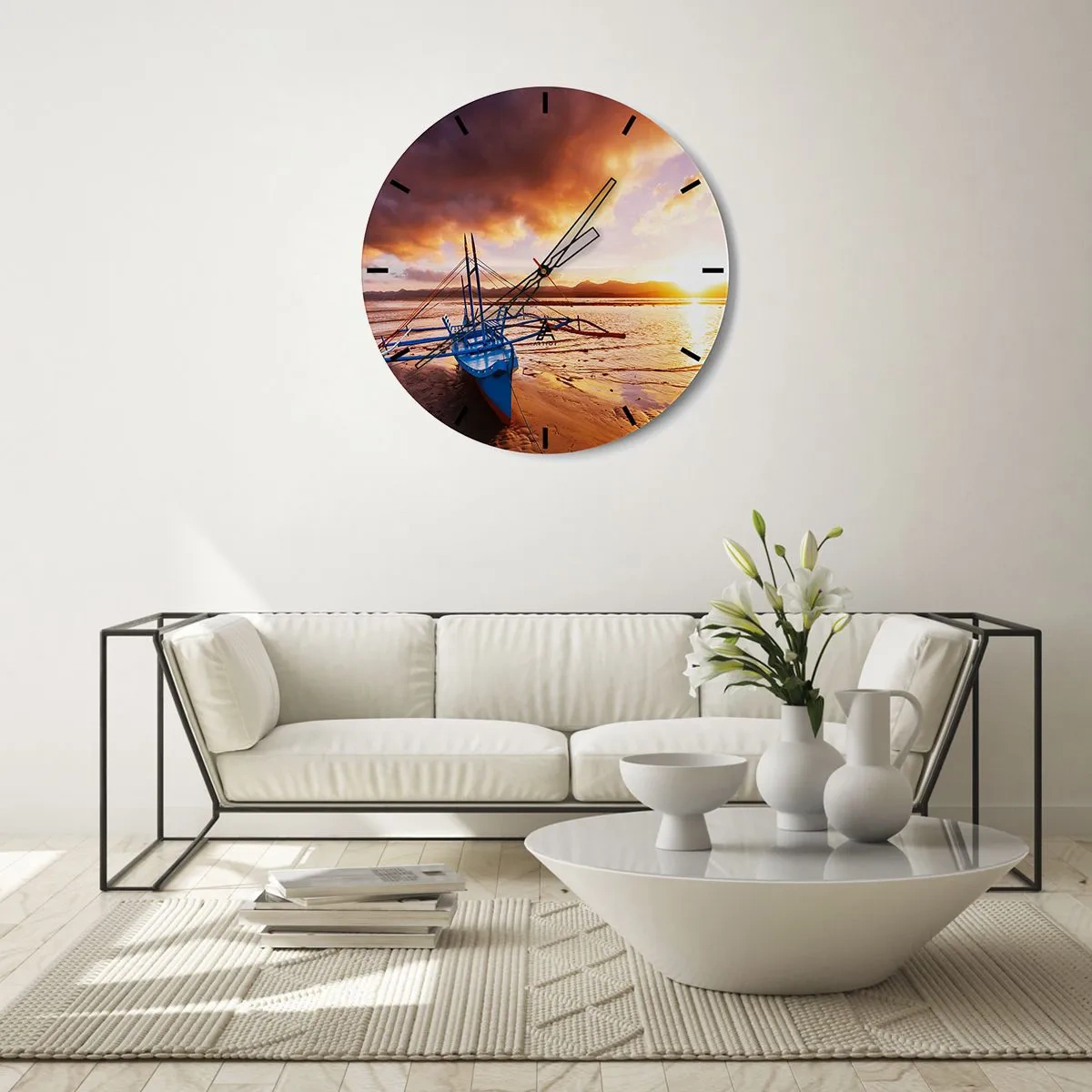 Wanduhr - Glasuhr - Nach einem Tag sich im Sand ausstrecken - 40x40 cm