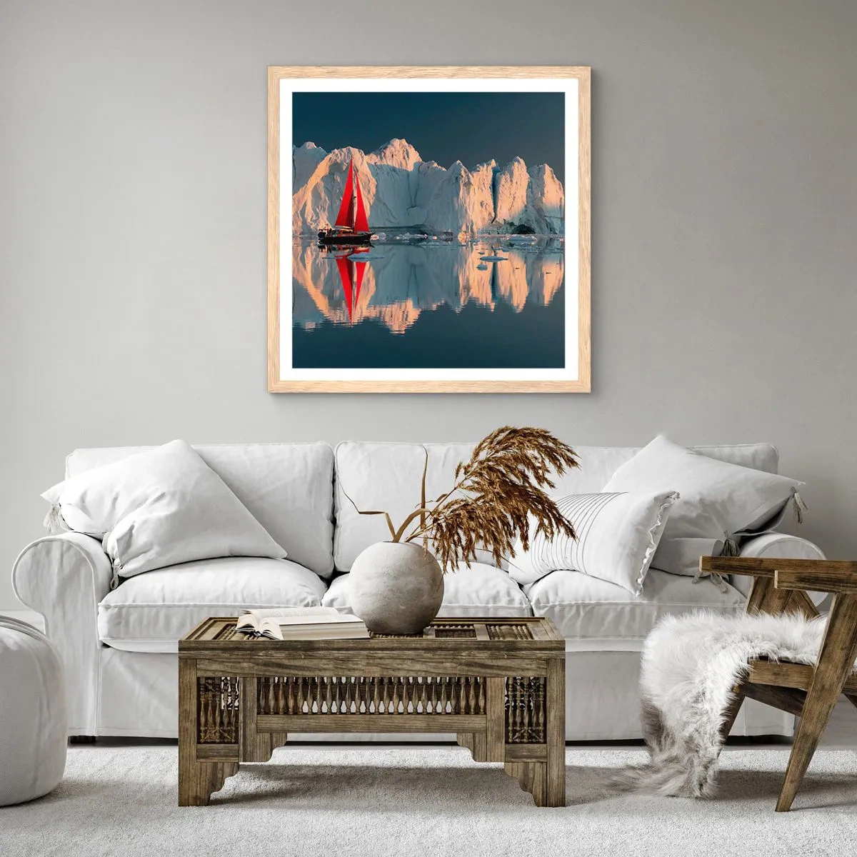 Poster in einem Rahmen aus heller Eiche - Am Rande der Welt - 40x40 cm