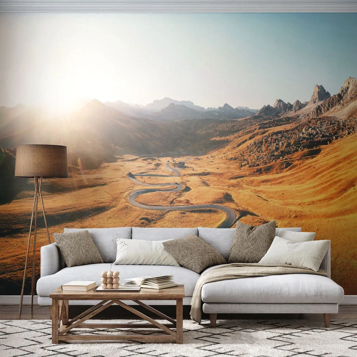 Fototapete Premium Sand - In einem goldenen Tal - Landschaft, Berge, Italien - 100x70 cm