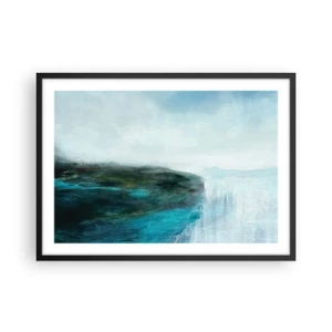 Poster in einem schwarzem Rahmen - Abstrakte Landschaft in Türkis- und Grautönen - 70x50cm - Nautische Abstraktion - Moderne Wanddekoration für Wohnzimmer und Schlafzimmer ARTTOR